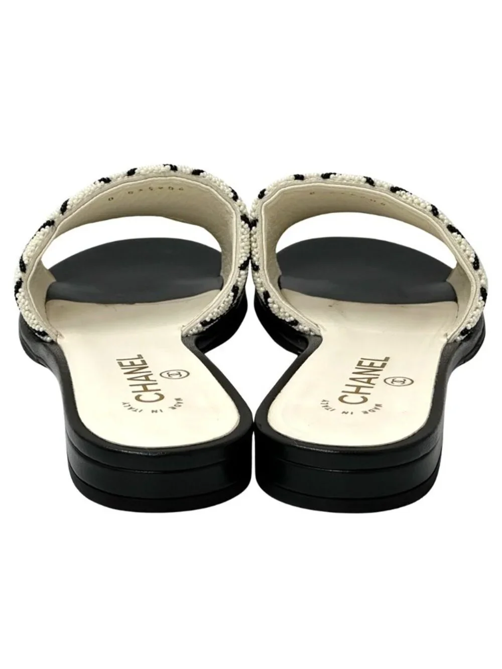 Chanel Sandals CC Logo Beads White Black 38 Summer - Picture 4 of 14